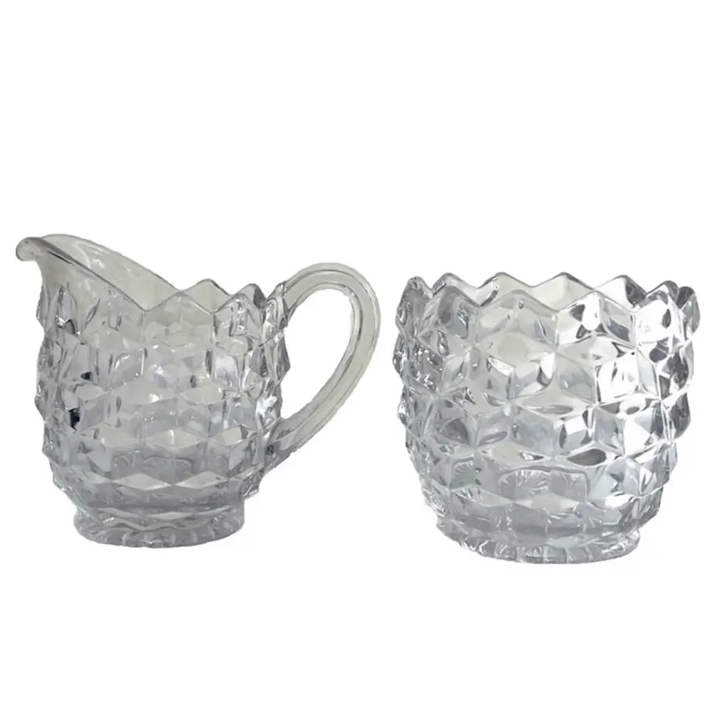 Vtg Fostoria American Glass Cube Creamer Sugar Creamer Coffee Tea USA